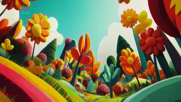 Whimsical Colorful Flower Garden Illustration photo