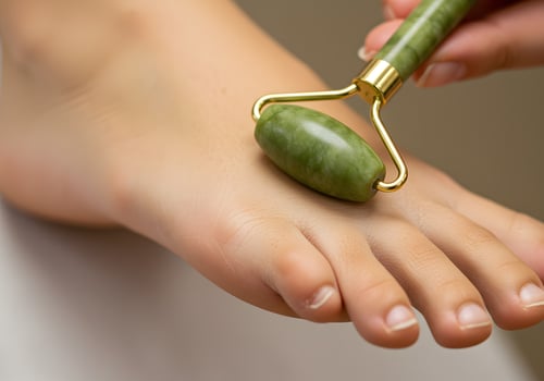 Jade roller on foot spa treatment photo