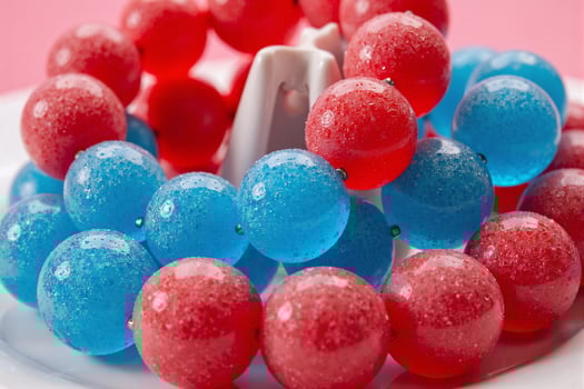 Red, white and blue jelly beads photo