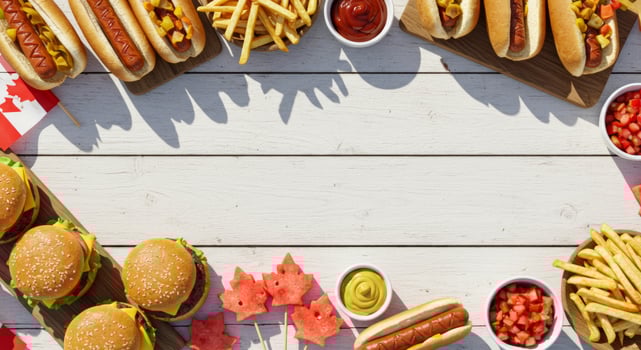 Festive Overhead Shot of Canadian Cuisine for a Summer Celebration photo