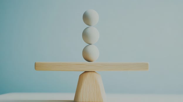 Wooden spheres on a simple platform photo