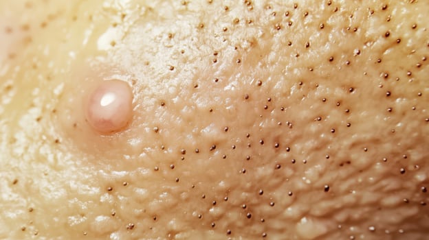 Close up view of skin texture with pore details photo