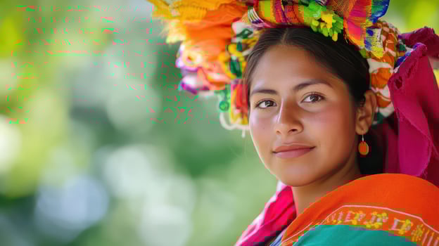 Portrait of a woman in colorful traditional attire photo