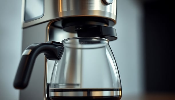 coffee maker with a glass carafe in front of it photo