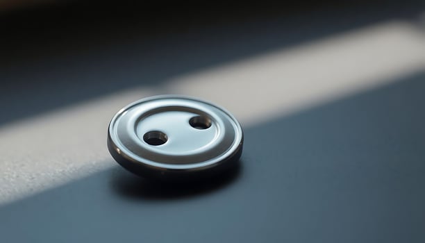 close up of a button on a table photo
