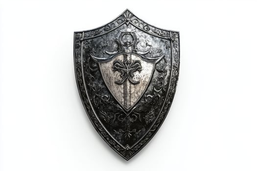 Medieval Shield with Sword Emblem and Gothic Design photo