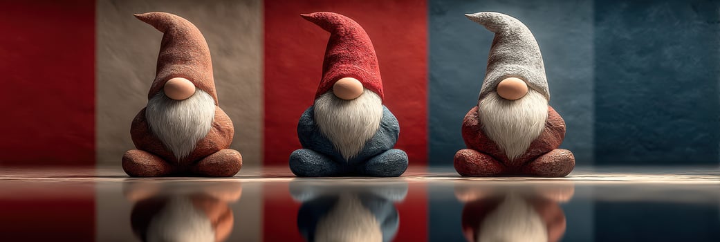 Gnomes in French colors celebrate unity in a creative display of craftsmanship and cultural pride photo