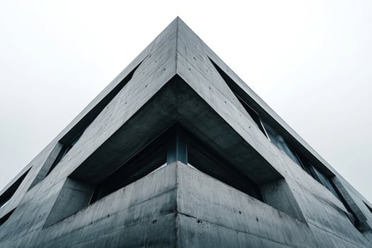 Minimalist concrete building with sharp geometric lines photo