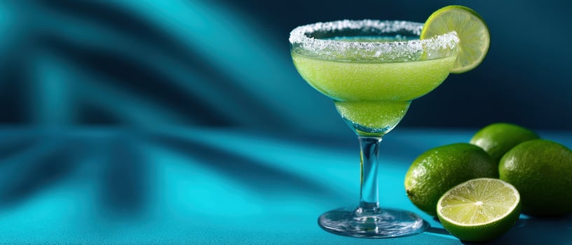 Refreshing frozen margarita in a cozy setup vibrant space high-quality image photo