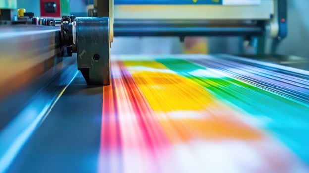 Colorful printing process in a modern workshop photo