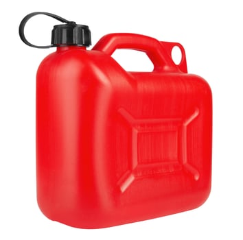 Red jerrycan on white photo