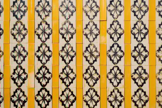 Decorative tile patterns in vivid yellow and black photo
