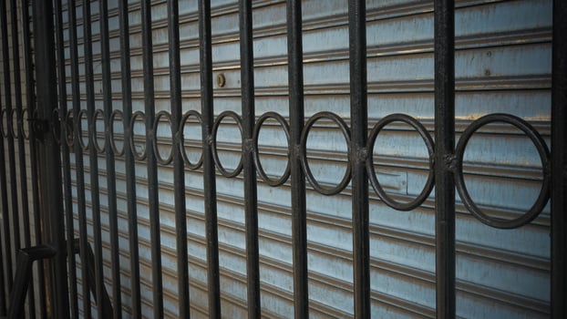 Metal Fence with Circular Pattern Design photo