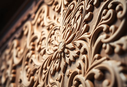 close up of a carved wooden panel photo