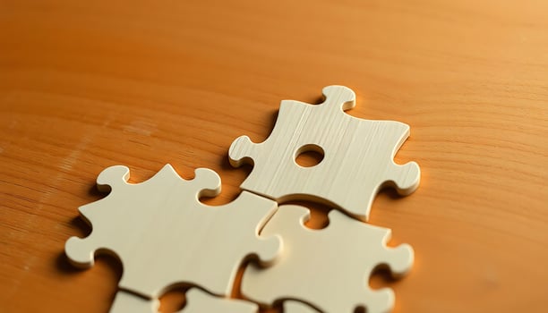 close up of a puzzle piece on a table photo