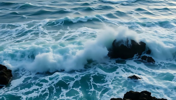 large body of water next to a rocky shore photo