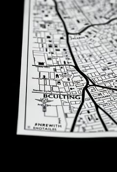 close up of a map of a city photo