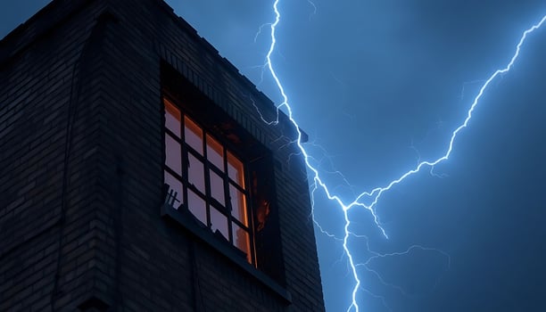 building with a lot of lightning in the sky photo
