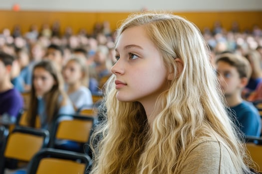 Focused Student in a Classroom Setting photo