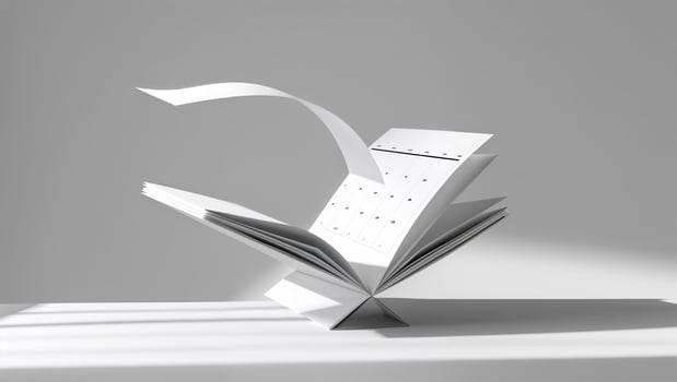 Creative calendar design featuring floating pages displaying days and dates in a minimalist style photo