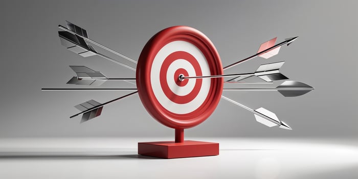 Target with arrows hitting the center, illustrating precision and focus in an indoor setting photo