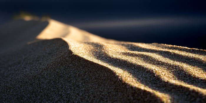 Close-up of sunlit sand dunes photo