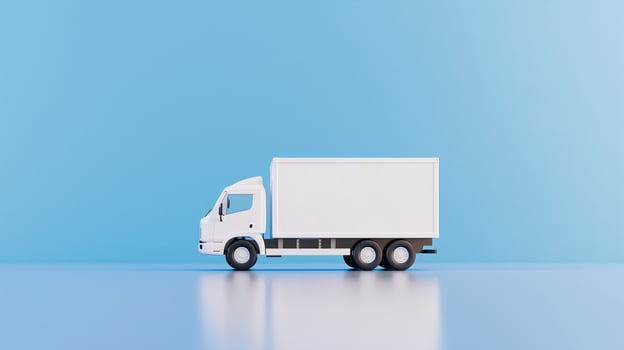 White truck on blue background 3d render photo