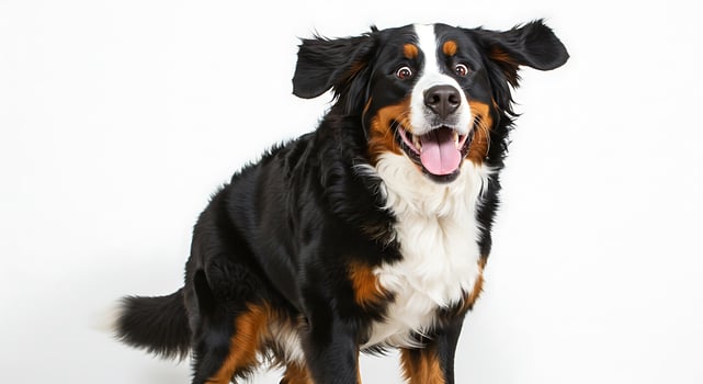 A bernese dog standing on a white background photo