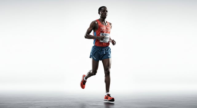 Marathon runner in motion competing and training for peak performance photo