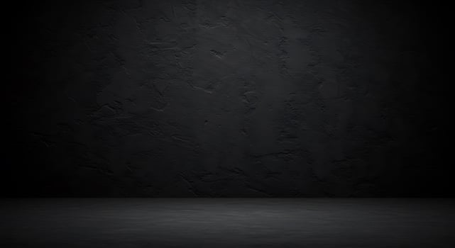 Dark room with concrete wall and black floor photo