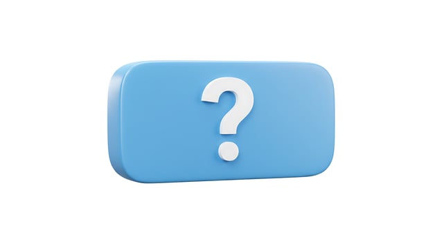 A blue question mark icon on a white background photo