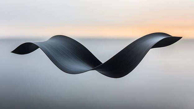 Minimalist Abstract Sculpture Against a Gradient Backdrop at Sunset photo