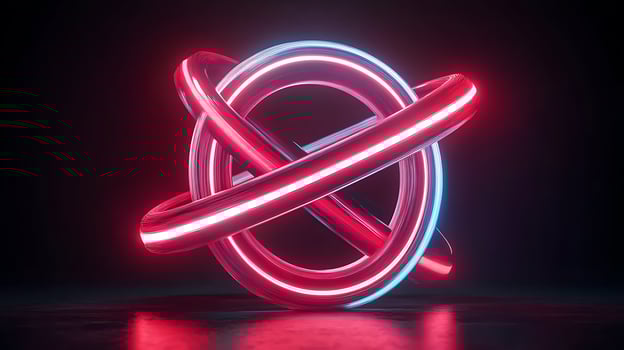 Illuminated Abstract Neon Rings in a Dark Studio Setting photo