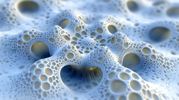 Fractal Coral Structures Forming Abstract Heart-Shaped Designs in Soft Blue Light photo