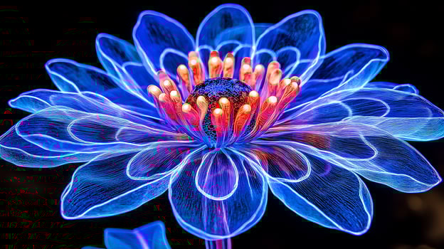 Glowing Flower Illustration with Luminescent Petals and Abstract Art Design photo