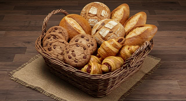 A basket of breads photo