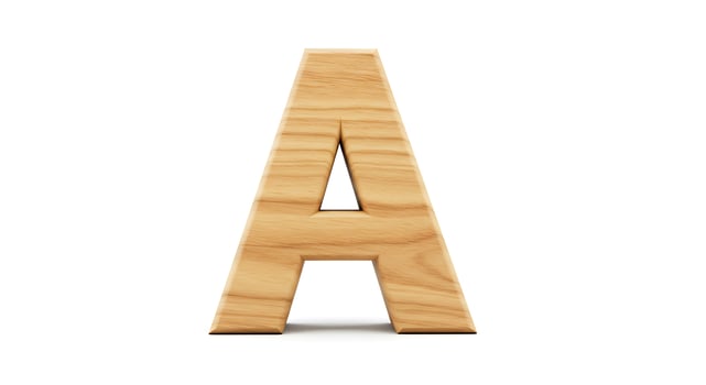 Wooden letter a isolated on white background photo