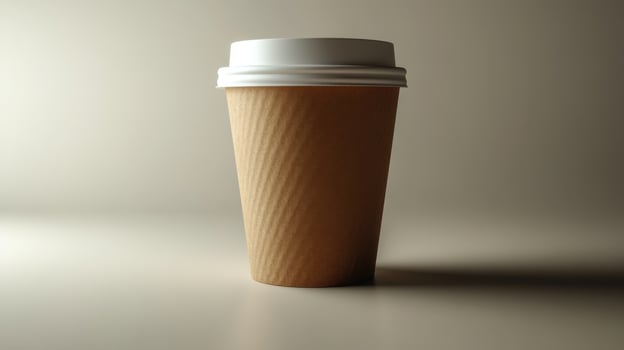 Blank paper coffee cup on a simple background showcases minimalism in design and everyday coffee culture photo