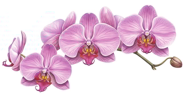 Pink orchid flowers on a white background photo