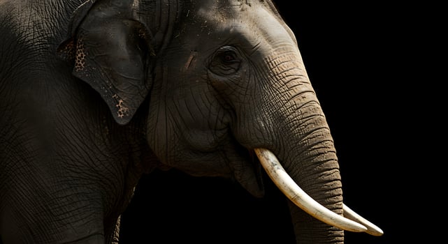 A close up of an elephant with tusks photo