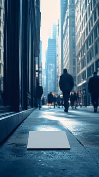 Empty Display Space in a Busy City Street Urban Architectural Scene photo