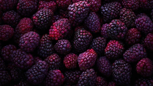 Vibrant sea of blackberries displaying their deep purple hues in a lush garden photo