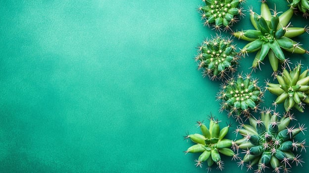 Top view photorealistic Cactus, plant set on a vibrant background photo