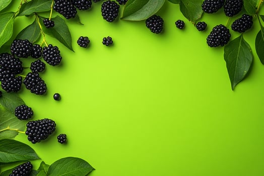 Elderberry on a vibrant background, photorealistic top view Elderberry plant photo