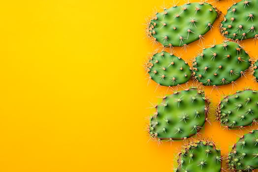Opuntia on a vibrant background, photorealistic top view Opuntia plant photo