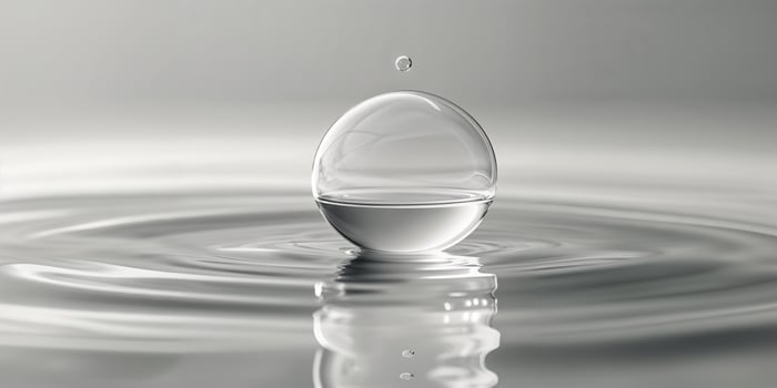 Water droplet creates ripples on a calm surface in a grayscale setting during tranquil moments of stillness photo