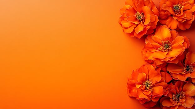 Top view photorealistic Tagetes, flower set on a vibrant background photo