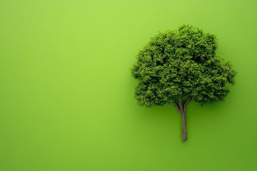 tree form on a vibrant background, top view photorealistic plant photo