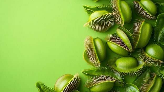 Top view photorealistic Venus Flytrap, plant set on a vibrant background photo