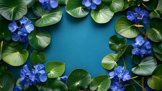 Water Hyacinth on a vibrant background, photorealistic top view Water Hyacinth flower photo